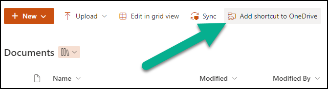 Screenshot of "Add shortcut to OneDrive"